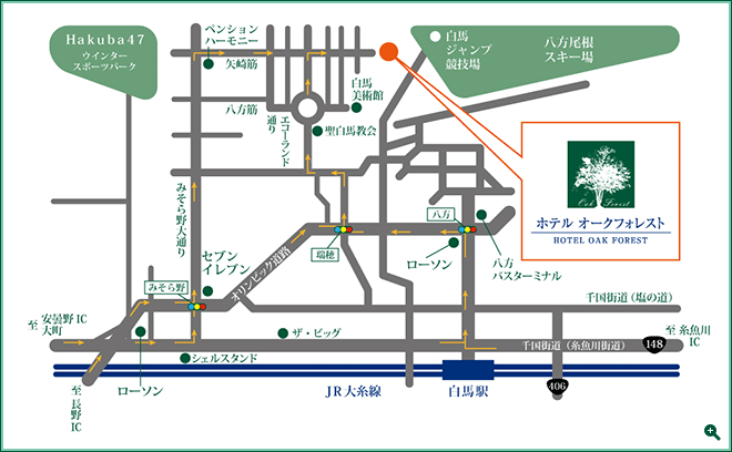 アクセス 白馬 ホテル オークフォレスト